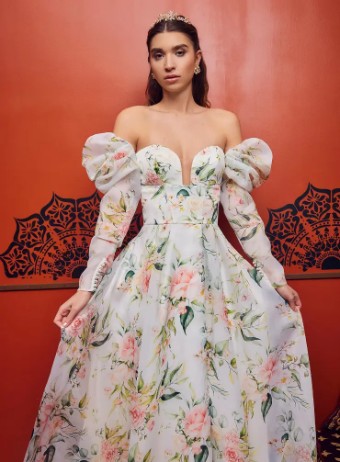 La Perle by Calla Blanche Petra Sleeves by La Perle #0 default Floral Print thumbnail