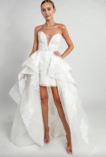 Monique Lhuillier Madame Butterfly Overskirt by Monique Lhuillier #2 Silk White thumbnail