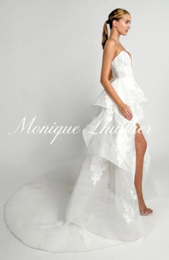 Monique Lhuillier Madame Butterfly Overskirt by Monique Lhuillier #3 Silk White thumbnail