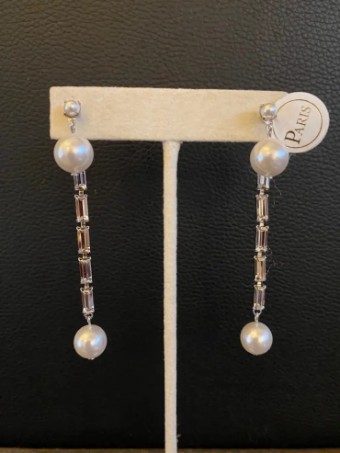 Paris by Deborah Moorland Two Moons Earrings - Paris by Debra Moreland #0 default Silver/Bright White/Clear thumbnail
