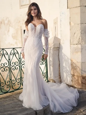 Sottero and Midgley Positano #4 Ivory/Silver Accent over Blush (gown with Natural Illusion) thumbnail